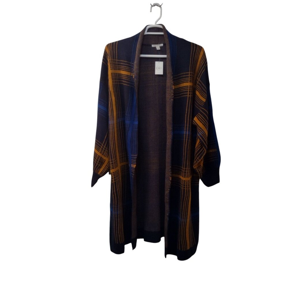 Cato: Long Sleeve Cardigan, Size 22/24W, Navy Blue/Mustard Yellow